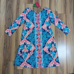 NWT! Lilly Pulitzer Ophelia Dress Seaside Aqua Coconut Cove Size XS